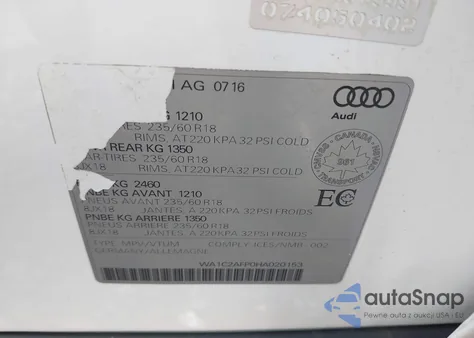 2017 Audi Q5 2.0T Premium из США, поврежденный, VIN WA1C2AFP0HA020153